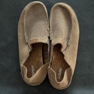 OluKai Tan Suede Slip-On Loafers